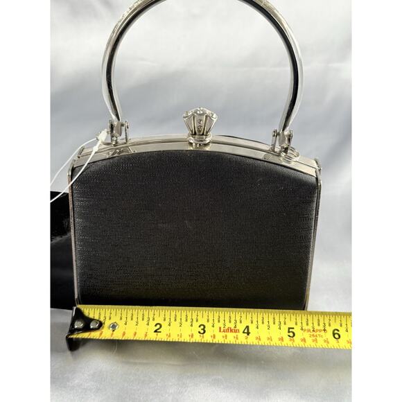 Vintage SASHA Box Purse Art Deco Black Silver Handle Rhinestone NWT - Picture 12 of 13